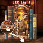 DIY Book Nook Kit,New DIY Dollhouse Booknook Bookshelf Insert Decor,3D Wooden Puzzles with LED,Book Nook Miniature Kit,Birthday Easter Home Decor for Teens Adult-Magic World