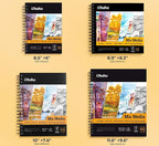 Mix Media Pad, Ohuhu Mixed Media Art Sketchbook, 120 LB/200 GSM Heavyweight Papers, 62 Sheets/124 Pages, Spiral Bound Mixed Media Paper Pad for Christmas Gift