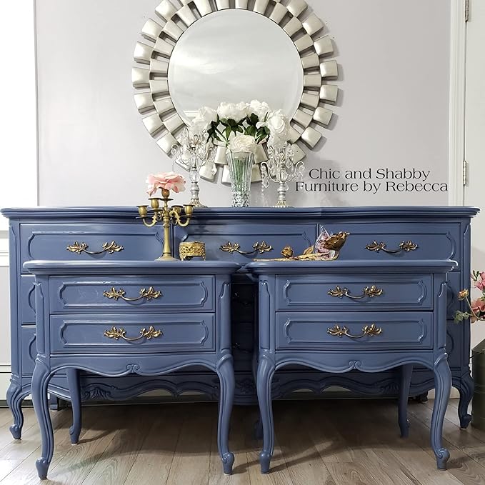 Dixie Belle Paint Company Chalk Finish Furniture Paint - Yankee Blue (32oz) - Matte Cool Navy Chic Chalk Mineral DIY Furniture Paint