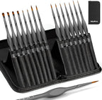 Nicpro 15 Pack Miniature Painting Set, Fine Detail Paint Brushes for Models, Acrylic Watercolor Oil, Ceramic, Shoe, Art Figure Paint by Number - Thin Artist Kit Nylon Holder