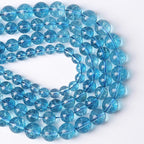 90pcs 8mm Blue Topaz Crystal Quartz Natural Stone Round Loose Beads for Jewelry Making DIY Bracelet Necklace Earrings 32" 2 Strands