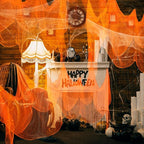 Boao Halloween Cheese cloth 29.92 x 590.55 Inch Orange Cheesecloth Roll for Crafts Large Cotton Muslin Gauze Fabric for Halloween Outdoor & Indoor Spooky Decoration