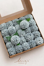 Ling's moment Dusty Blue Dahlia Foam Artificial Flowers Real Touch Faux Fake Flower for Home Decor Graduation Baby Shower Decorations Outdoors Party Favors Wedding Centerpieces Arrangements 25pcs