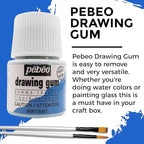 Pebeo Drawing Gum Made in France - Masking Fluid for Watercolor Painting and Various Art Projects - Bundled with Moshify Applicator Brush Set