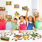 Ferraycle 232 Pcs Fall DIY Picture Frames Craft Kit Thanksgiving Felt Photo Frames with Leaves Pumpkin Harvest Crafts with Foam Stickers for Autumn Party Favor(Mix Color,Leaf)