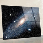 SpiritualHands Andromeda Space Galaxy Glass Wall Art Painting for Living Room, Tempered Glass Modern Prints Decor, Large Vivid Color Panel for Bedroom, Kitchen, or Office