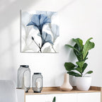 Empire Art Direct Frameless Free Floating Tempered Glass Panel Graphic Wall Art Ready to Hang, 24" x 24", Blue X-ray Floral, Flower wall art