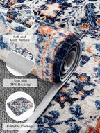 Lahome Runner Rugs for Hallway 2'8"x8', Kitchen Runner Rugs Non Skid Washable, Bohemian Non Shedding Low Pile Printed Indoor Throw Carpet Runners for Entryway Bathroom Laundry, Blue Purple/Multi