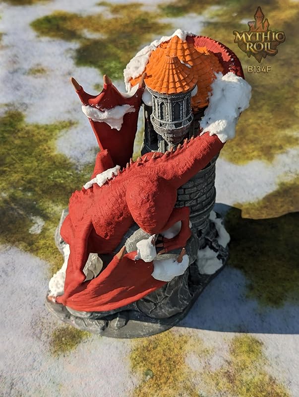 Dragon 3D Printed Dice Tower - Mythic Roll Collection - Unchained Games - Ascend to New Heights with your Rolls! (18.) Silk-Blood Red)
