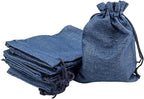 Palmhomee Pack of 25 Burlap Gift Bags with Drawstring Linen Jewelry Pouches Wedding Hessian Jute Bags for Birthday Jewelry and Treat Pouches Party Wedding Favors Gift(4x5.6 Inch, Navy Blue)