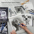 Shuttle Art 124 PCS Drawing Kit, Professional Drawing Supplies with Sketch, Charcoal, Colored, Graphite, Pastel Pencils & Sticks, Complete Drawing Tools and Paper Pads in Zipper Case for Artists&Kids