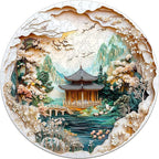 KAAYEE Wooden Puzzles for Adults, 3D Visual Effect Chinese Landscape Painting Wooden Jigsaw Puzzle Unique Shape Wood Puzzle Adult, 3D Effect Flat Puzzle Birthday Family Games (M-11.4*11.4 in-200pcs)