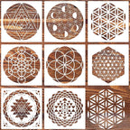 Sacred Geometry Stencil 8inch Reusable Stencils for Crafts Metatron's Cube/The Flower of Life Drawing Templates for Wall Canvas Paper Art Crafts