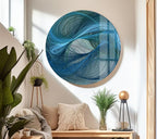 My Photostation.com 35.5Wx30H'' Blue Energy Abstract Wall Art – Fluid Motion Glass PrintTempered Glass Printing Wall Decor Large Wall Art Wall Hangings