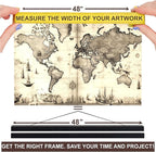 DACRI HOME 48" Sturdy Magnetic Poster Hanger Frame - Teak Wood Poster Frame 48x36 48x24 48x32, Strong Magnets for Easy Hanging Map Picture Canvas Print Scroll Wall Art (48 Inch, Black)