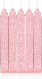 Yoption 5 Pcs Rose Gold Sealing Wax Sticks with Wicks for Wax Seal Stamp, Wedding Invitations, Gift Wrapping, Christmas
