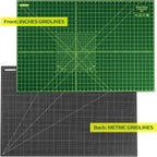 Thickness-Upgraded 24" x 36" Self Healing Sewing Mat, WerkWise Rotary Cutting Mat, Double Sided 5-Ply 24x36 Inch Cutting Board for Quilting, Fabric, & Crafts, Use with Rotary Cutters (Green & Black)