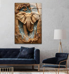 My Photostation.com 18Wx28H'' Elephant Carving Glass Wall Art Tempered Glass Printing Wall Decor Large Wall Art Wall Hangings