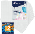 Canvas Panels 11x14 Inch 12-Pack, 10 oz Primed 100% Cotton Canvases for Painting, White Blank Flat Canvas Boards for Oil Acrylics Watercolor Tempera Paints