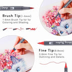 12 Colors Blendable Watercolor Pens 2025 Upgrade Water Based Paint Set Double Tip Watercolor Markers with 1 Water Brush Pen Coloring Pens Drawing Markers with Brush Tip for Artists&Beginners