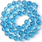 8MM Blue Crystal Quartz Beads Natural Gemstone Round Loose Stone Beads for Jewelry and Bracelets Making 90pcs 2 Strands 32"