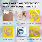 HTVRONT Glitter HTV Heat Transfer Vinyl Rolls - 8ft x 10" Brown Glitter HTV Vinyl for Shirts & All Cutter Machines - Easy to Cut & Weed for Heat Vinyl Design