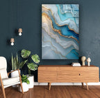 My Photostation.com 14Wx20H'' Turquoise and Blue Alcohol ink Glass Wall Art Tempered Glass Printing Wall Decor Large Wall Art Wall Hangings
