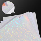 36 Sheets Holographic Laminate Sheets Transparent Holographic Sticker Paper Self Adhesive Laminating Sheets Clear Vinyl Waterproof Overlay for Sticker Pape, 8.5x11 inch 6 Patterns