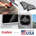 Trotec TroLase | 12"x20"x1/8", 4 Pcs | Black/White | 2 Ply | Modified Acrylic | Laser Engraving Double Color Plastic Sheet | Engraving Blanks for Laser, Saw, Guillotine | Made in USA