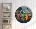 My Photostation.com 10''(25cm) Diameter Colorful Herbs Round Glass Wall Art Tempered Glass Printing Wall Decor Large Wall Art Wall Hangings