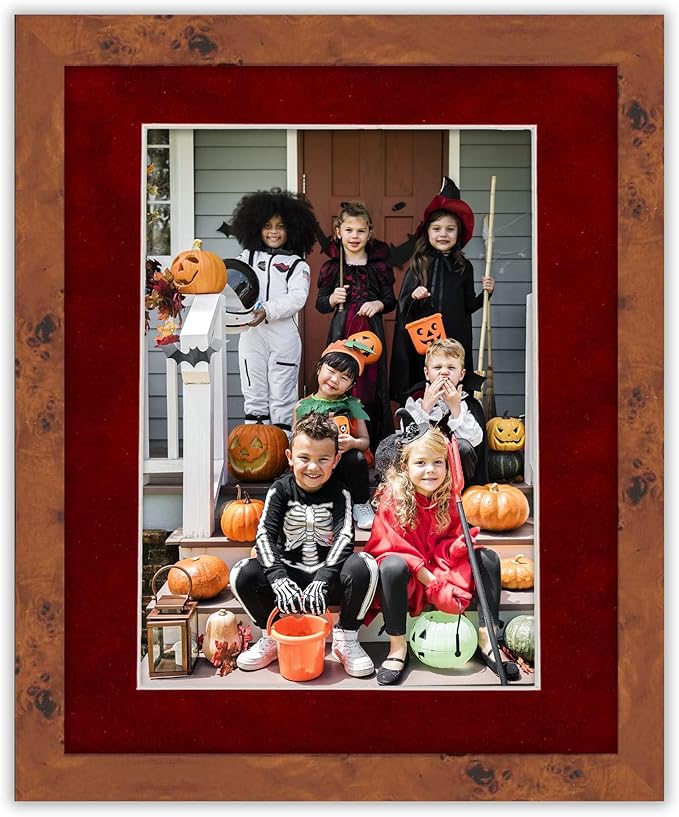 Pack of 25 Acid Free 8x10 Mats Bevel Cut for 6x8 Photos - Bright Red Suede Precut Matboards For Pictures, Photos, Framing - 4-ply Thickness