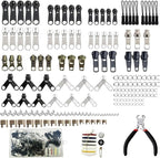 265pcs Zipper Repair Kit, Zipper Pull Replacement with Instant Pliers for Luggage, Coats, Jackets,Tents, Backpacks(All-in-One)