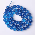 36pcs 10mm Natural Blue Crystal Crackle Quartz Stone Round Loose Beads for Jewelry Making DIY Bracelets Necklaces Energy Healing Stone Beads 15" (10mm, Blue Crackle Quartz)