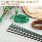 uxcell 50Pcs 2 Gauge Floral Wire, 15.75" Length Flower Stem Wires with 0.08" x 32.8ft Twine for Wreath Making, Flower Arrangement, Yellow