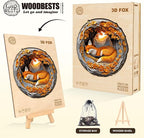 WOODBESTS Wooden Puzzles for Adults, 3D Fox Wood Puzzles Adult(270 Pieces, L, 13.4 * 13.2in), Unique Shape Wooden Animal Jigsaw Puzzles, Birthday Gifts for Adults Family Game
