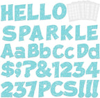 237 Pcs Glitter Bulletin Board Letters, Numbers and Punctuation, Poster Board Letters Alphabet Cut Out Cardboard Letters Accessories for Classroom Display Decorating Supplies 4inch (Light Blue)