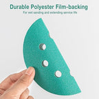 5-Inch 8-Hole Wet Dry Sanding Discs 400 Grit, Polyester Film Backed Heavy-Duty Hook and Loop Sandpaper for Random Orbital Sander, 50-Pack