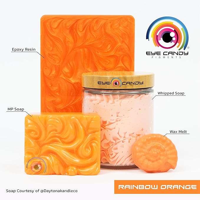 Eye Candy Pigments Premium Orange Mica Powder - Rainbow Orange (50gr) - for Epoxy, Resin, Soap, Paint, Woodworking, Acrylic Pouring, Bath Bombs, Fishing Lures - DIY Arts and Crafts Additive