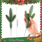 Hananona 50 Pcs Artificial Pine Branches Christmas Greenery Plants Pine Needles DIY Cedar Picks and Sprays Accessories for Christmas Garland Wreath Craft and Home Decor (50, Green)