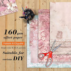 6 Inch Retro Pink Scrapbooking Paper Pad - 24 Sheets Double Sided Aesthetic Design Cards Paper for Photos Album Journals Material Decorative Collage Origami DIY Crafts Gifts Wrapping