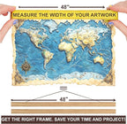 DACRI HOME 48" Sturdy Magnetic Poster Hanger Frame - Teak Wood Poster Frame, Strong Magnets for Safe Hanging Maps Pictures Print Scroll Wall Art (48 Inch, Natural Wood)