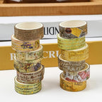 12 Rolls Charming Washi Tape Set Gold Silver Foil Detailing Arts Adhesive Tapes Basic Patterns Decorative Masking Tape Sets for Craft, Kids, Scrapbook, DIY, Gift Wrapping (Vintage Elegance)
