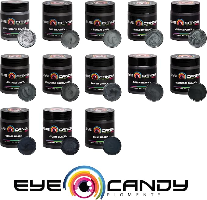 Eye Candy Pigments Premium Black Mica Powder - Yoru Black (25gr) - for Epoxy, Resin, Soap, Paint, Woodworking, Acrylic Pouring, Bath Bombs, Fishing Lures - DIY Arts and Crafts Additive