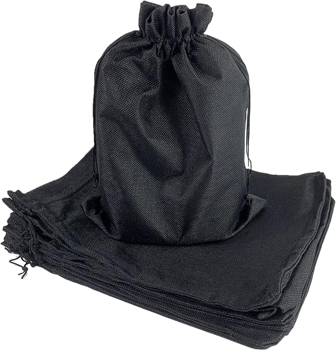 Palmhomee Pack of 4 Burlap Gift Bags with Drawstring Linen Jewelry Pouches Wedding Hessian Jute Bags for Birthday and Treat Pouches Party Wedding Favors Gift (12x16 Inch, Black)