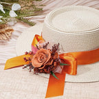LaRibbons Orange Satin Ribbon 1 Inch 50 Yards Luxury Double Faced Russet Orange Silk Ribbon for Flower Bouquet Crafts Gift Wrapping Wedding Fall Decoration