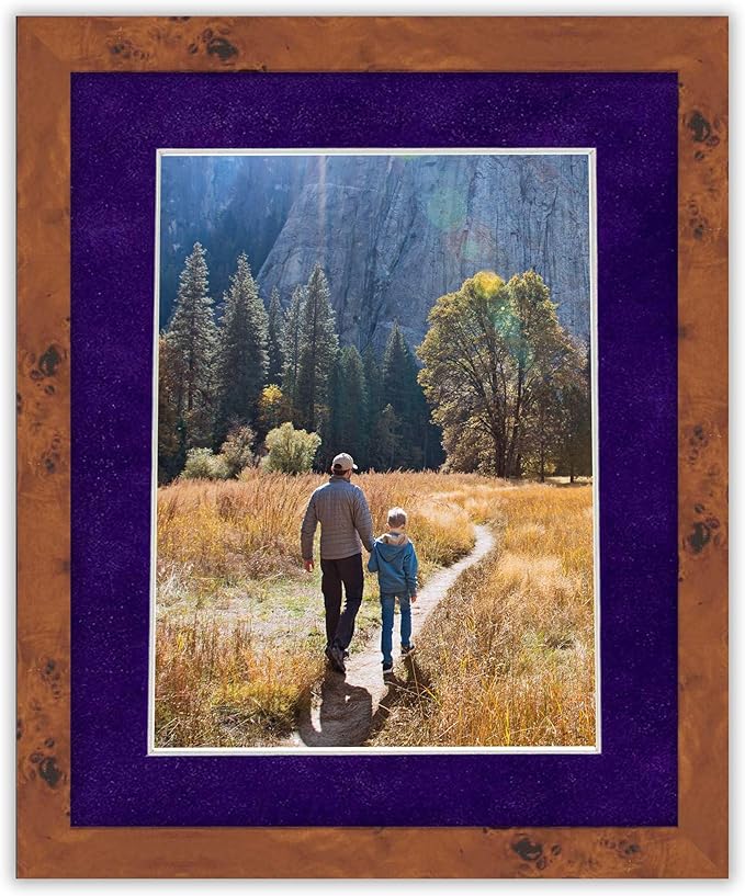 8.5x11 Mat Bevel Cut for 7x9 Photos - Acid Free Purple Crocus Suede Precut Matboard With Backing Board and Crystal Clear, Self Seal Photo Mat Bag - For Pictures, Photos, Framing - 4-ply Thickness