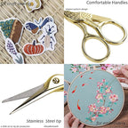 BIHRTC 3.6inch Little Embroidery Scissors Sharp Stainless Steel Tip Cross Stitch Scissors for Office Home Manual Sewing Handicraft DIY Tool Art Work Needlepoint Crochet Vintage Detail Shears