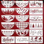 Christmas Stencils for Painting on Wood 12" Christmas Stencils for Crafts Reusable Xmas Holiday Stencil for Door Mats Round Hanger Fabrics Decor