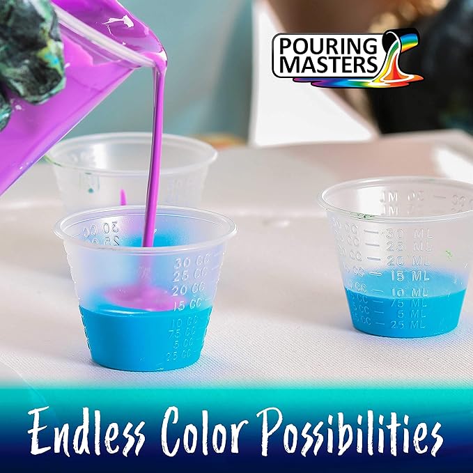 POURING MASTERS Jet Black Acrylic Ready to Pour Pouring Paint - Premium 32-Ounce Pre-Mixed Water-Based - for Canvas, Wood, Paper, Crafts, Tile, Rocks and More