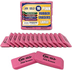 June Gold 16 Pink Rubber Erasers - This All-Purpose Eraser is not Too Hard and not Too Soft and is Perfect for classrooms, Homes & Offices